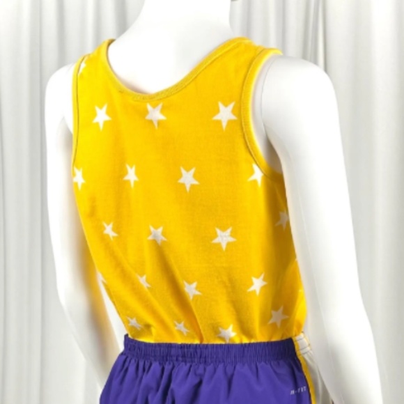 Vintage Yellow Tank Top with White Star Print • Size Small • Scoop Neck • - Picture 5 of 7